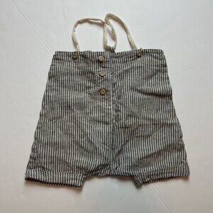 Striped Railroad Linen Overall Romper